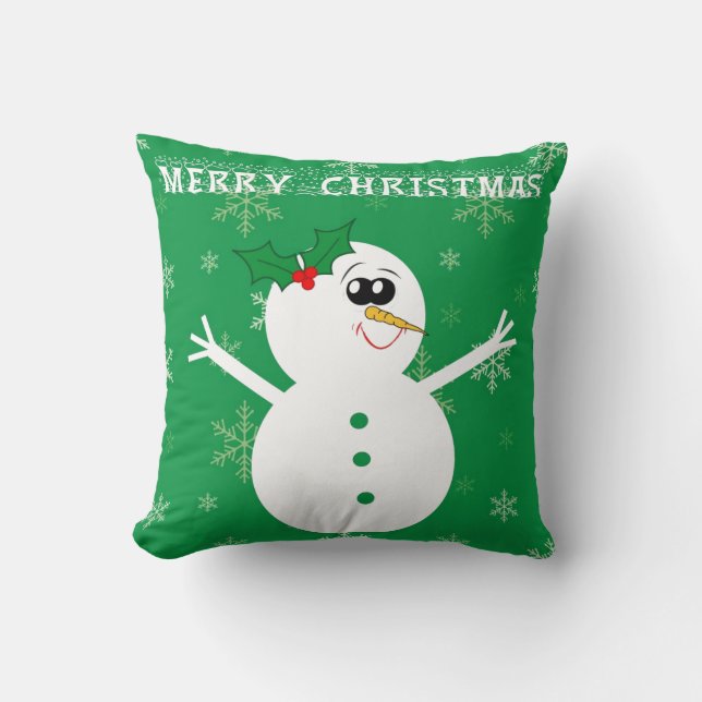 Snowman Christmas Throw Pillow (Front)