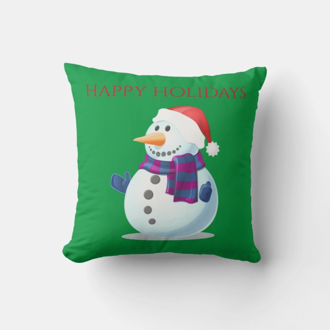SNOWMAN christmas throw pillow. Cushion (Front)