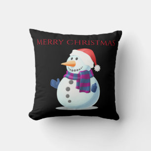 SNOWMAN christmas throw pillow. Cushion