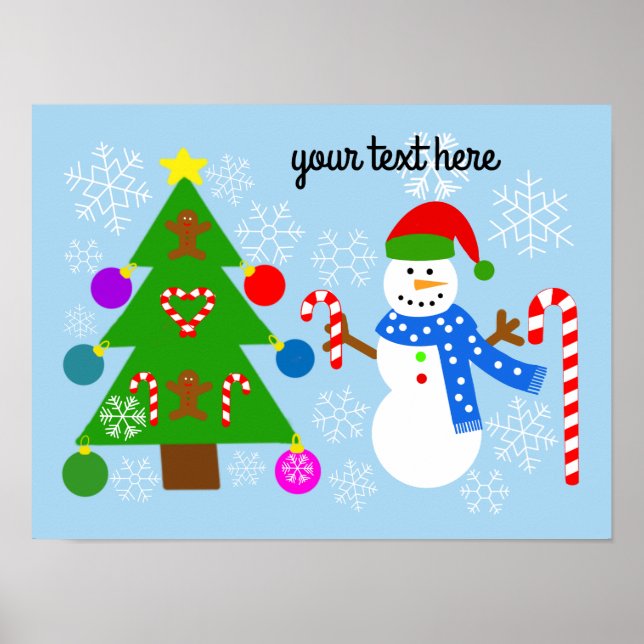 Snowman & Christmas Tree #2 Poster (Front)
