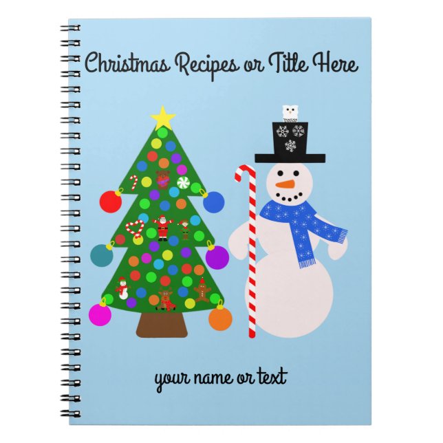Snowman & Christmas Tree #3 Spiral Notebook (Front)