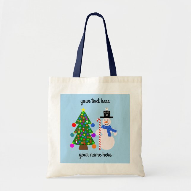 Snowman & Christmas Tree #3 Tote Bag (Front)