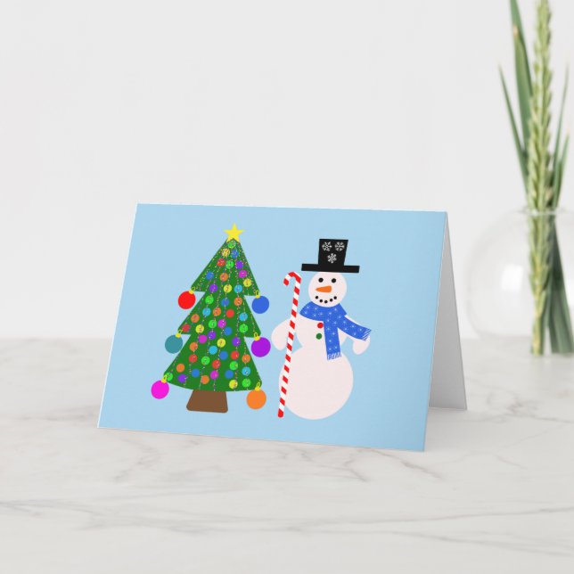 Snowman & Christmas Tree #4 Card (Front)