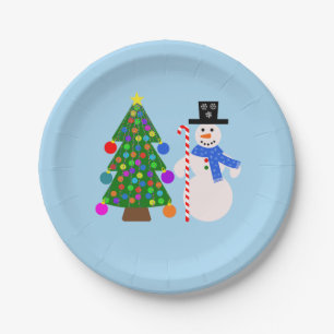 Snowman & Christmas Tree #4 Paper Plates