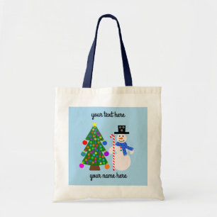 Snowman & Christmas Tree #4 Tote Bag