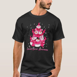 Snowman Christmas Tree Breast Cancer Awareness T-Shirt