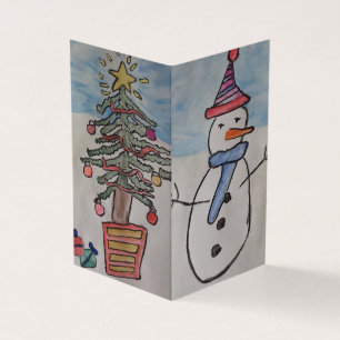 Snowman & Christmas Tree Christmas Card