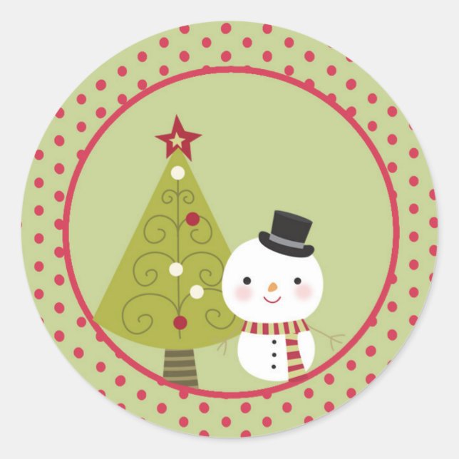 Snowman Christmas Tree Envelope Seal Stickers (Front)