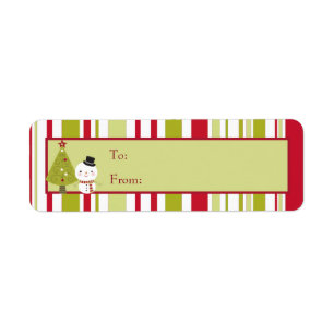 Snowman Christmas Tree Gift Tag Labels