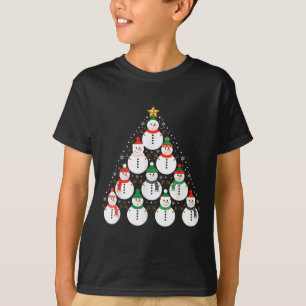 Snowman Christmas Tree Lights Santa Hat Family Xma T-Shirt