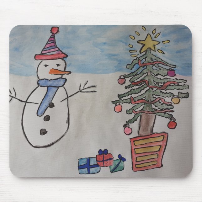 Snowman & Christmas Tree Mouse Pad (Front)