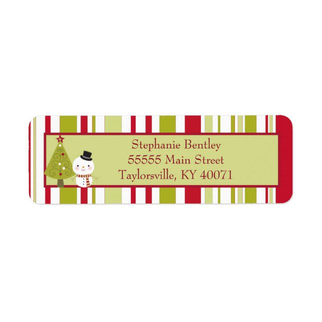 Snowman Christmas Tree Return Address Label (Front)