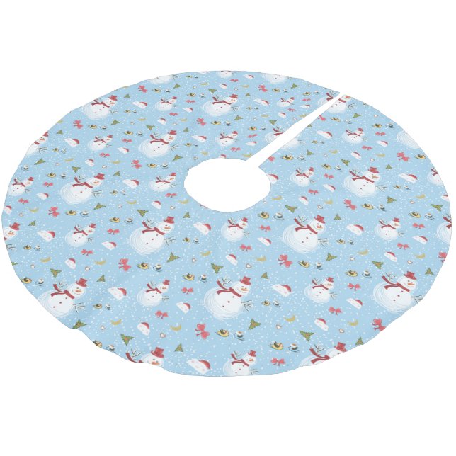 Snowman Christmas Tree Skirt (Angled)