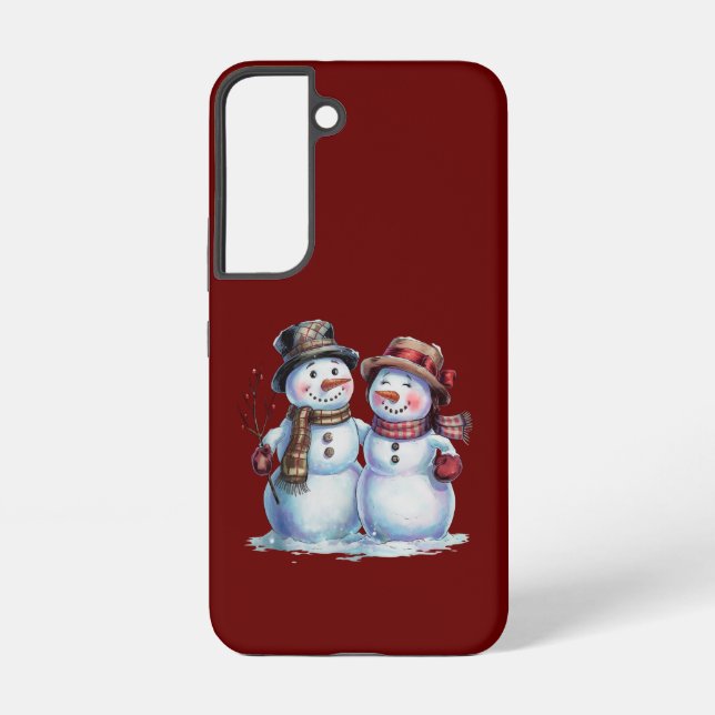 Snowman Christmas Vintage Holiday Samsung Galaxy S22 Case (Back)
