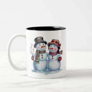Snowman Christmas Vintage Holiday Two-Tone Coffee Mug