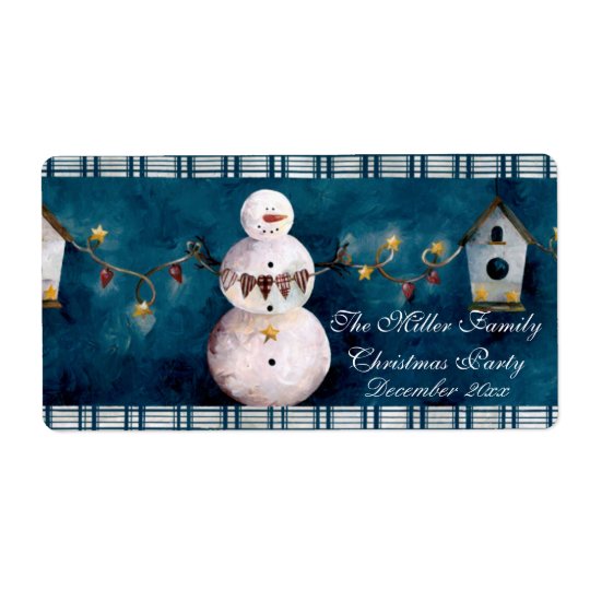 Snowman Christmas Water Bottle Shipping Label
