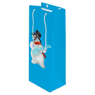 Snowman Christmas Wine Gift Bag - Customisable