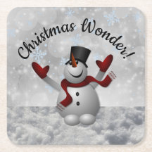 Snowman Christmas Wonder Fluttering Snowflakes