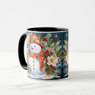 Snowman Christmas Wrap Around Design Mug