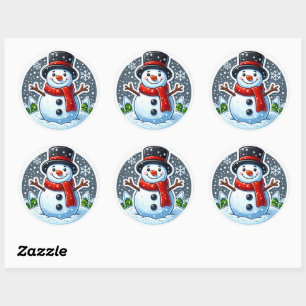 Snowman Circle shape sticker