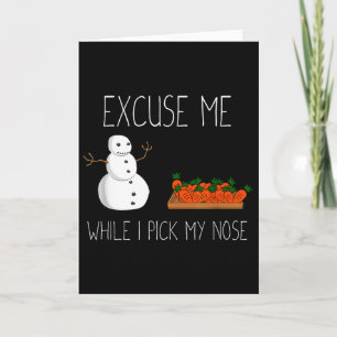 Snowman Cking Nose. Funny Christmas Pun. Boys Men  Card