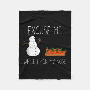 Snowman Cking Nose. Funny Christmas Pun. Boys Men Fleece Blanket