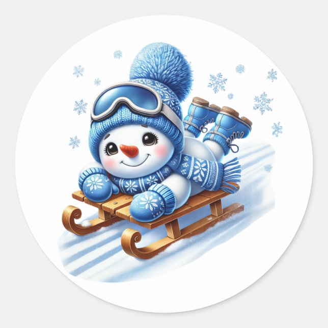 Snowman Classic Round Sticker (Front)