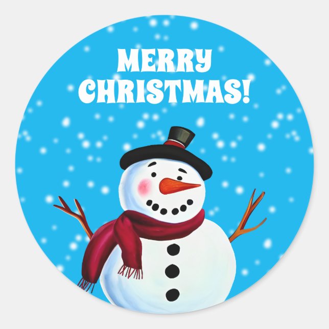 Snowman Classic Round Sticker (Front)