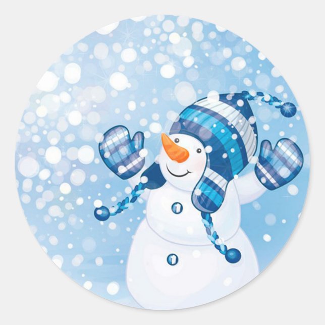 Snowman Classic Round Sticker (Front)
