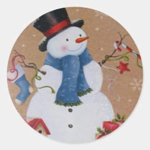 Snowman Classic Round Sticker