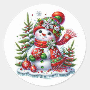 Snowman Classic Round Sticker