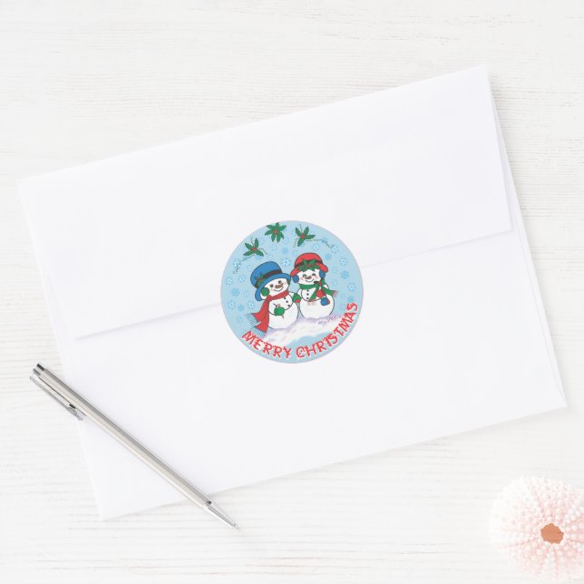 Snowman Classic Round Sticker (Envelope)