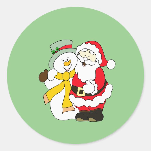 Snowman  classic round sticker (Front)