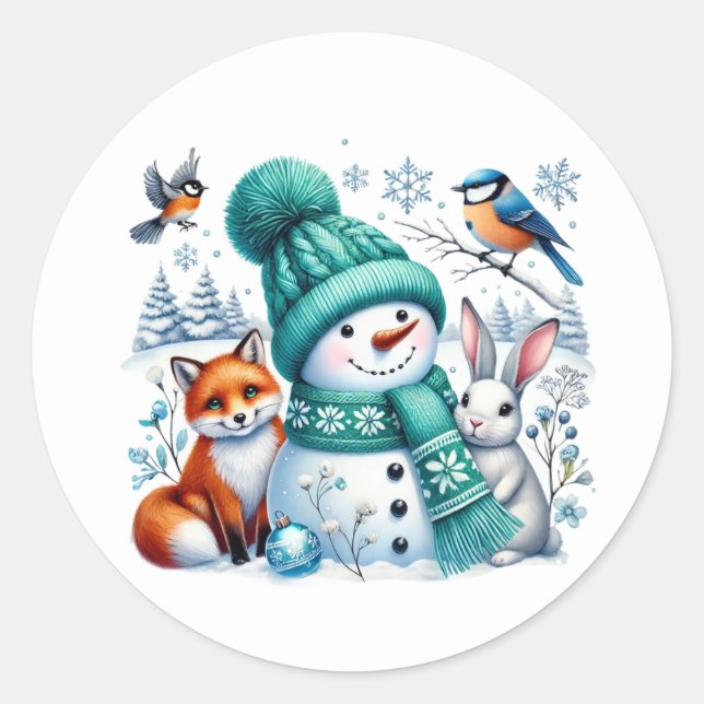 Snowman Classic Round Sticker (Front)