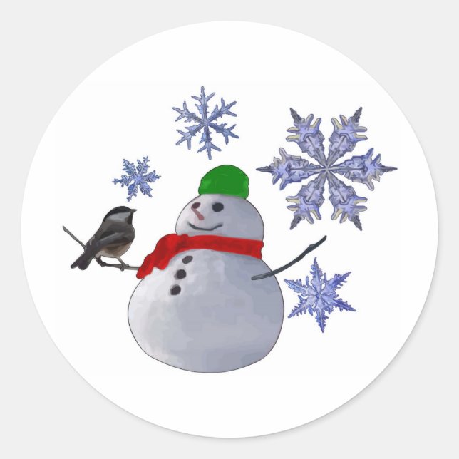 Snowman Classic Round Sticker (Front)