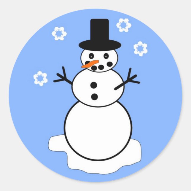 Snowman Classic Round Sticker (Front)