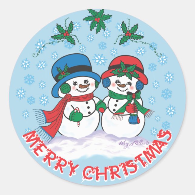 Snowman Classic Round Sticker (Front)
