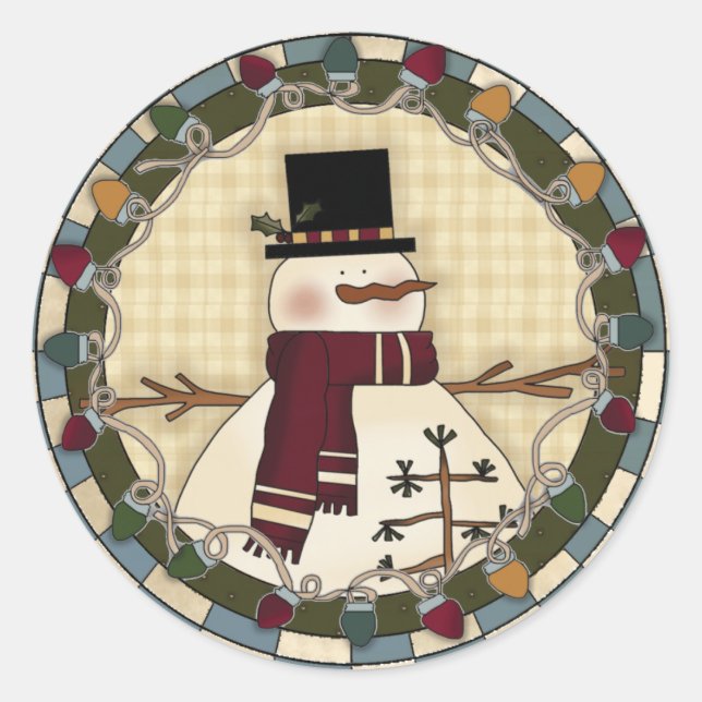 Snowman Classic Round Sticker (Front)