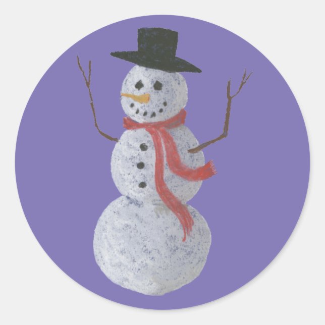 Snowman Classic Round Sticker (Front)