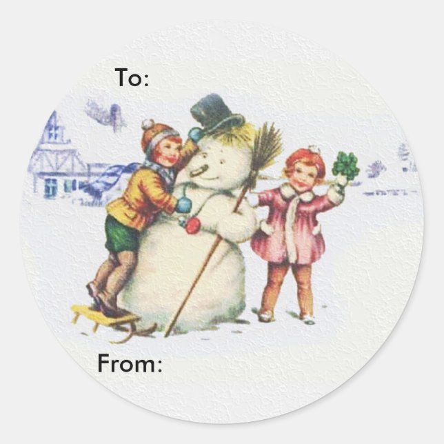 Snowman Classic Round Sticker (Front)