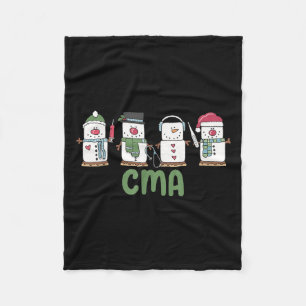 Snowman Cma Nurse Christmas Certified Medical Ista Fleece Blanket