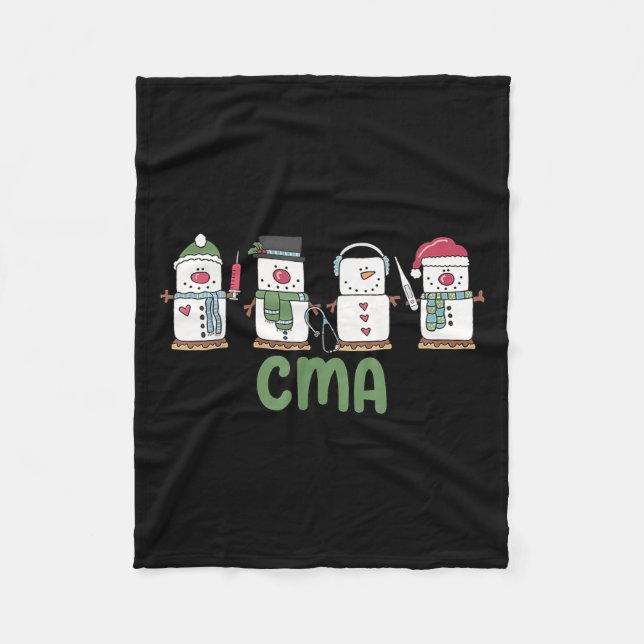 Snowman Cma Nurse Christmas Certified Medical Ista Fleece Blanket (Front)