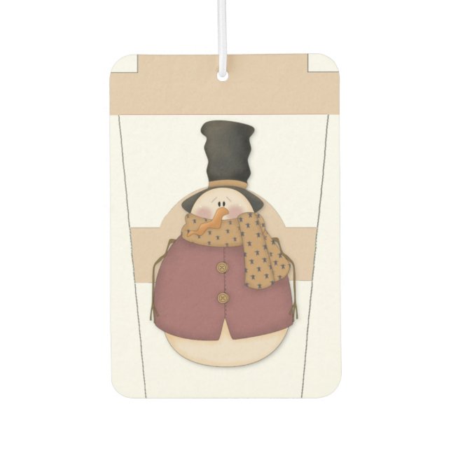 snowman coffee cup car air freshener (Front)