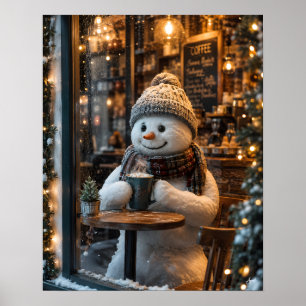 Snowman Coffee Shop Moment Poster