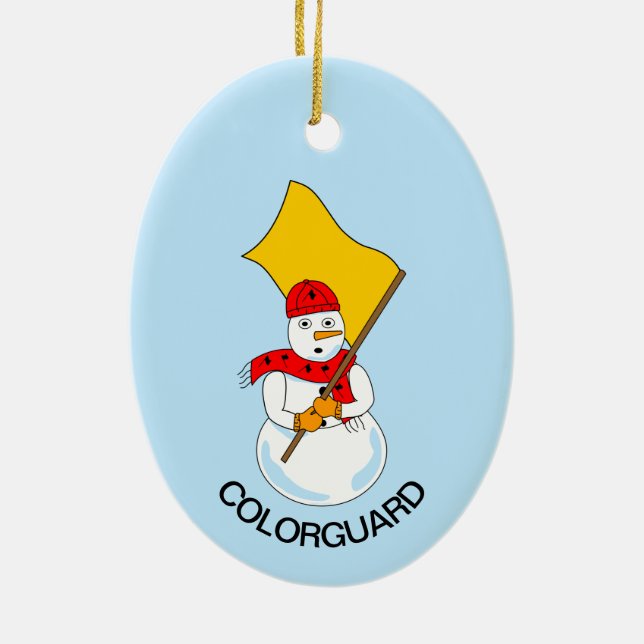 Snowman Colorguard Ceramic Tree Decoration (Back)