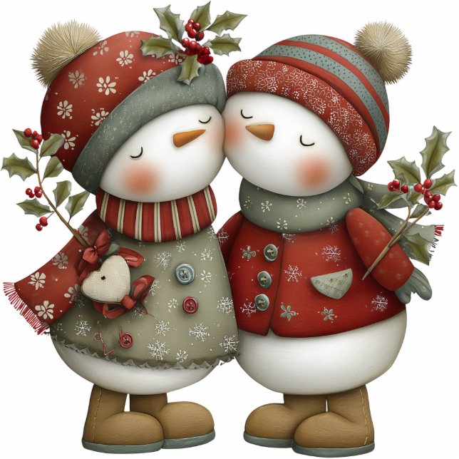 Snowman Companions Standing Photo Sculpture (Front)