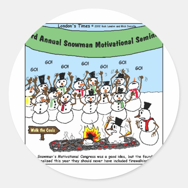 Snowman Convention Funny Christmas Gifts & Tees Classic Round Sticker (Front)