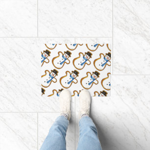 Snowman Cookie Hanukkah Christmas Winter Holiday Doormat
