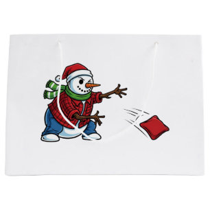 Snowman Cornhole Christmas 2026 Holiday Tailgate Large Gift Bag