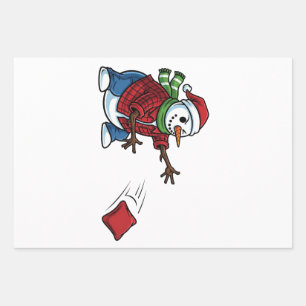 Snowman Cornhole Christmas 2026 Holiday Tailgate Wrapping Paper Sheet